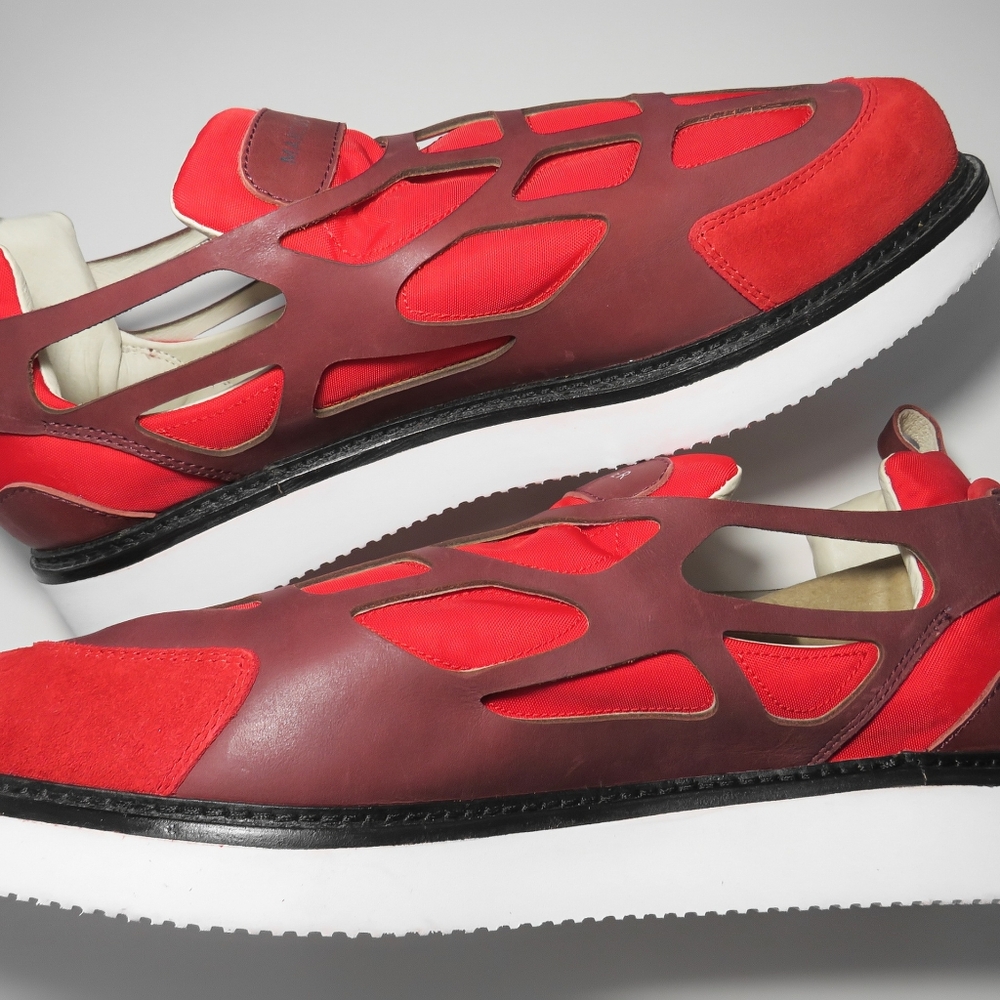 ✨Marcus Alexander Ehlo Red Low Top Sneaker Men’s size 13 Genuine Leather $365 - Picture 2 of 9